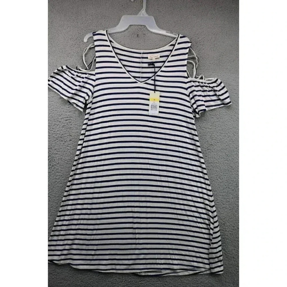Red Camel Cold Shoulder Dress-Medium-New w/Tags-Viscose-Navy Stripe Provincal - Picture 1 of 7